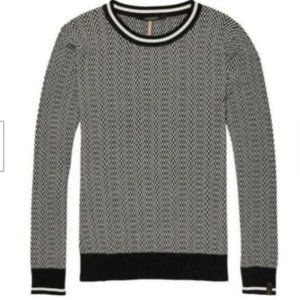 Scotch & Soda Cream/Black Chevron Print Sweater